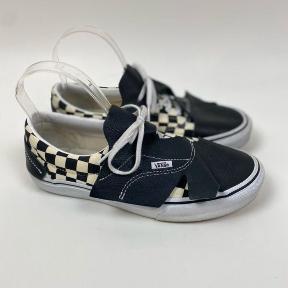 Vans Origami Low Top Leather Trim Checkerboard Sneakers Size 6.5/8